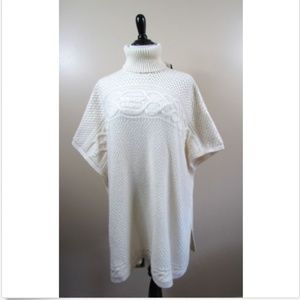 Ralph Lauren Cable Knit Poncho Wool Blend Sweater